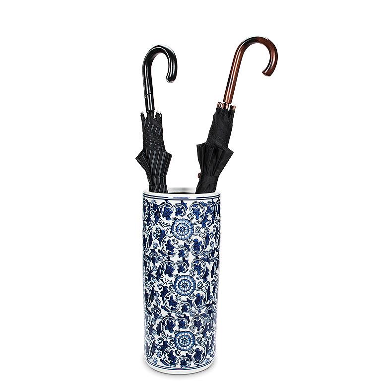Blu/Wht Umbrella Stand-18"H