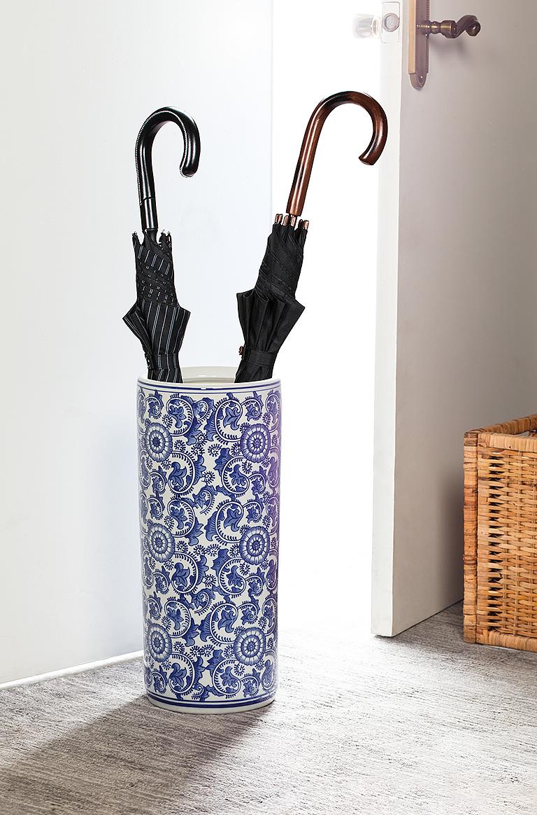 Blu/Wht Umbrella Stand-18"H