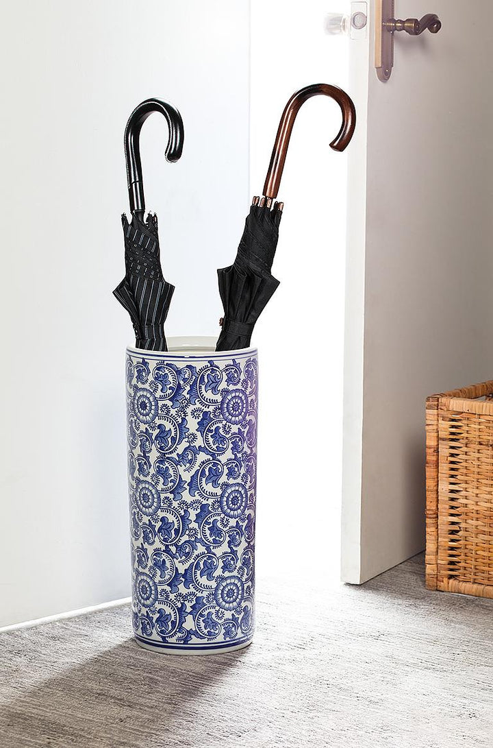 Blu/Wht Umbrella Stand-18"H