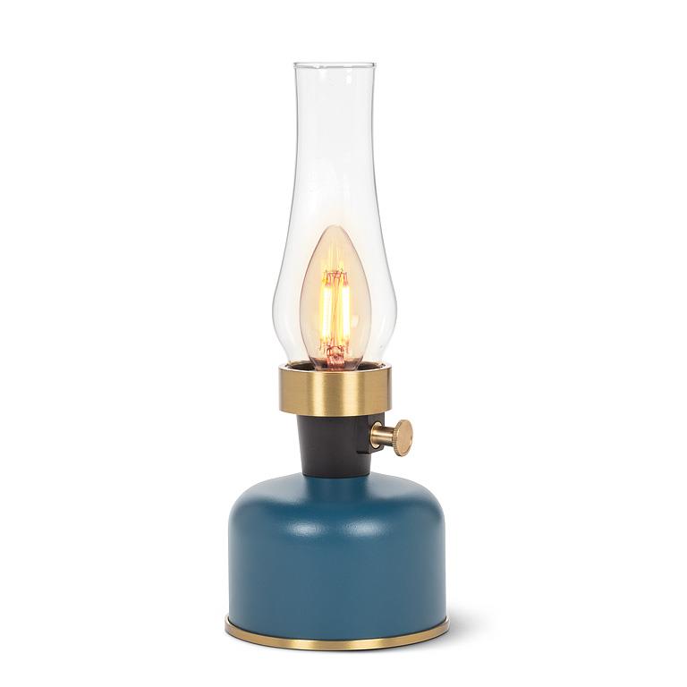 Lantern LED Lamp w/Chimney-Blu-10.5"H