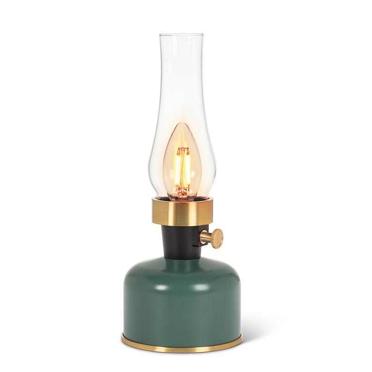 Lantern LED Lamp w/Chimney-Green-10.5"H