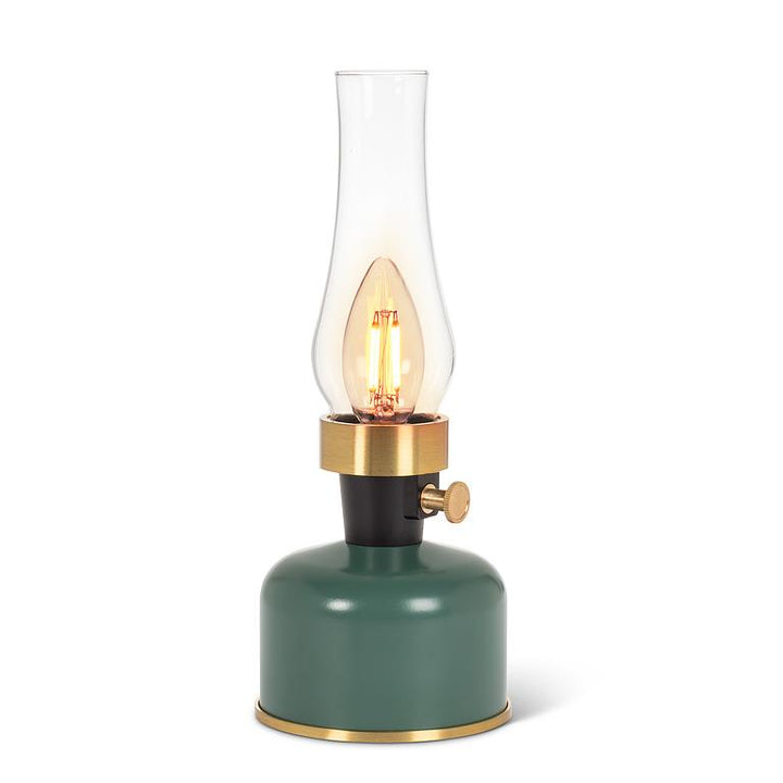 Lantern LED Lamp w/Chimney-Green-10.5"H