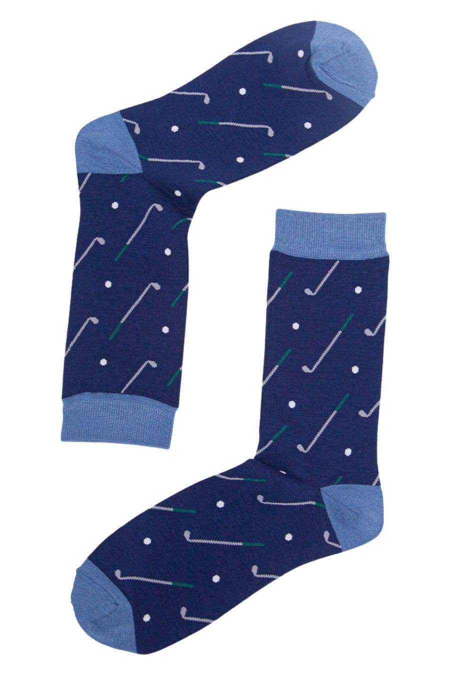 Sock Talk - Mens Bamboo Golf Socks Novelty Dress Socks Navy Blue