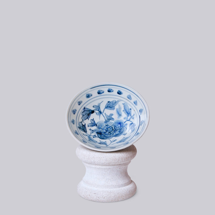 Cobalt Guild - Blue and White Porcelain Peony Conical Bowl