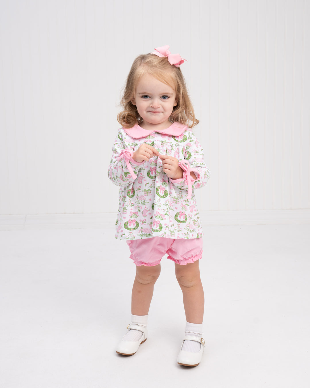Mary Charlotte Pink Holiday Toile Bloomer Set