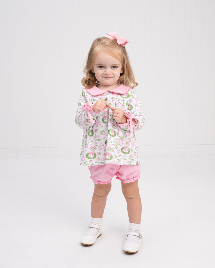Mary Charlotte Pink Holiday Toile Bloomer Set