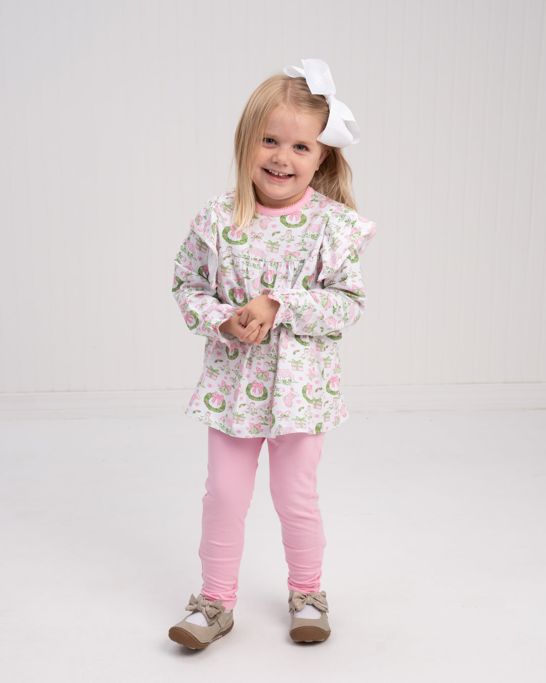 Abree Pink Holiday Toile Legging Set