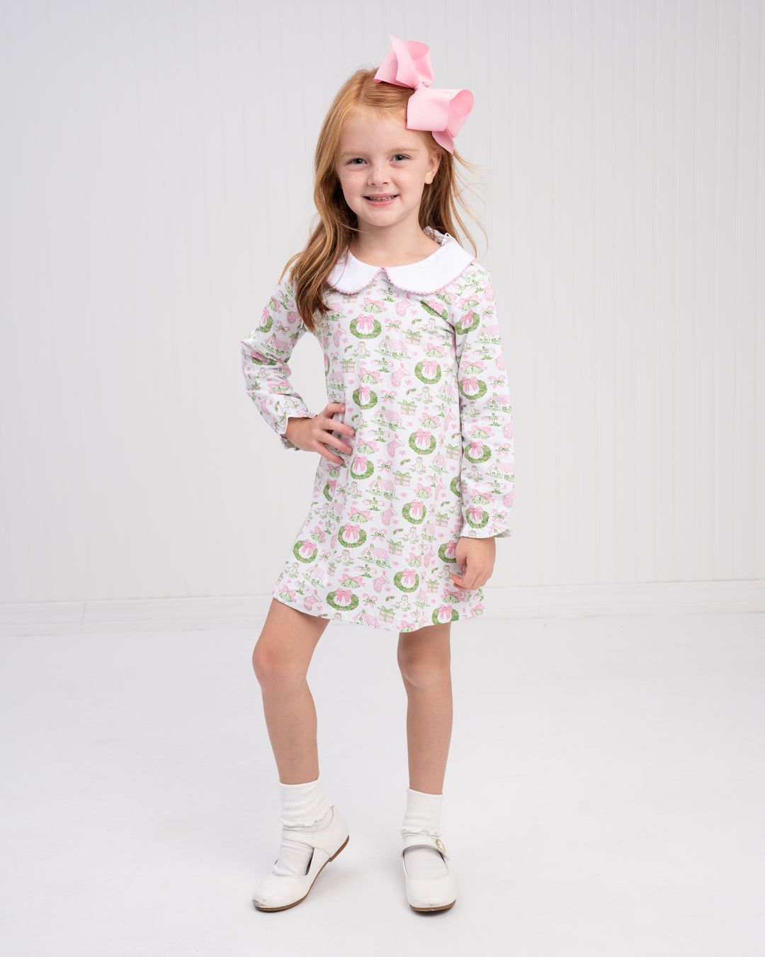 Presley Kait Pink Holiday Toile Dress