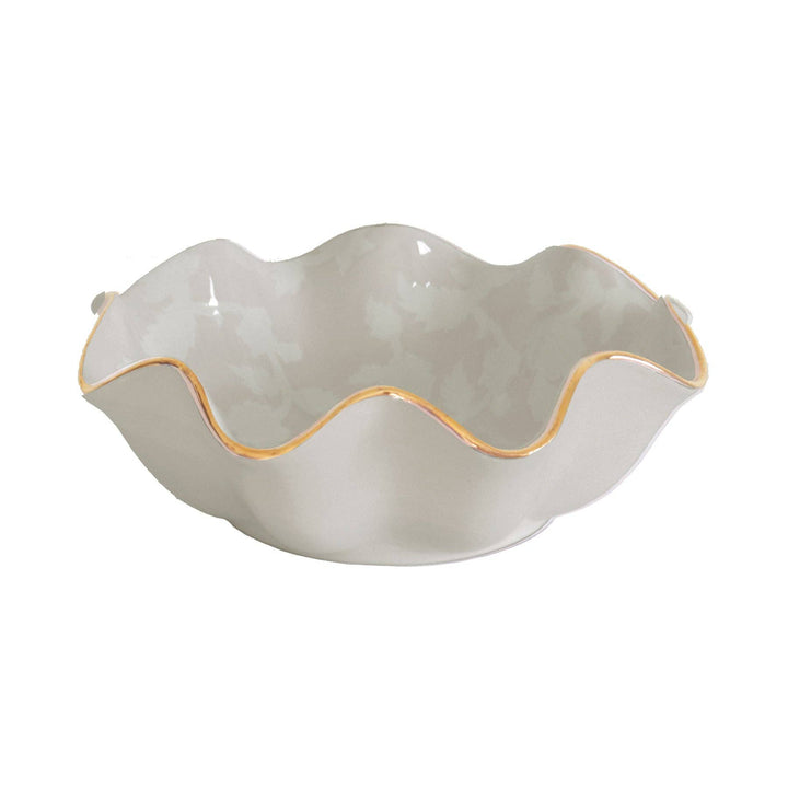 Lo Home by Lauren Haskell Designs - Chinoiserie Dreams Scalloped Bowls with 22K Gold Accent: French Blue / Large