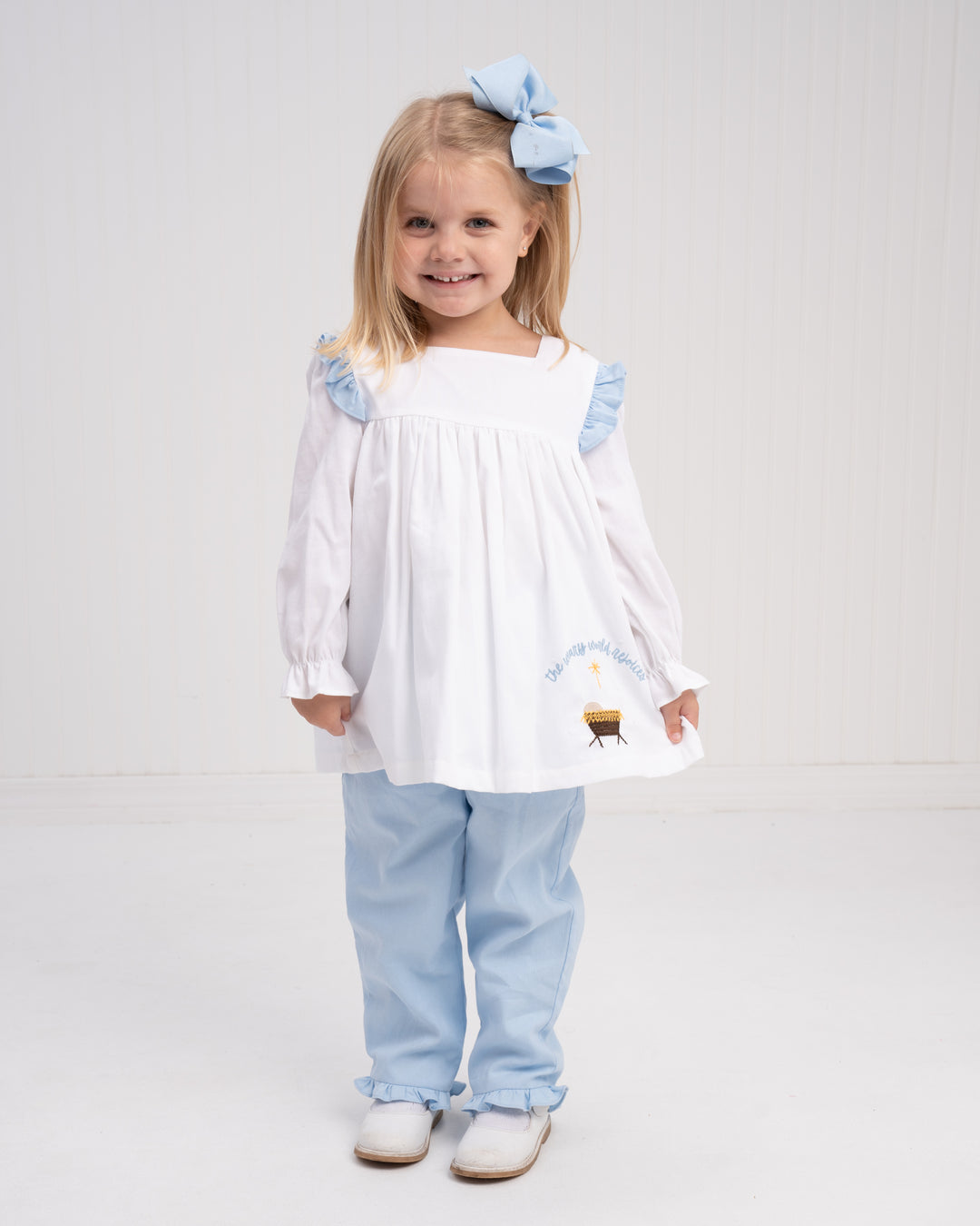 Patsy Nativity Blue LS Pant Set