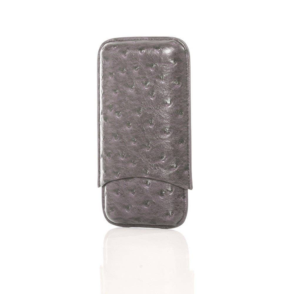 Brouk and Co. - Keep it Fresh Cigar Holder Triple In Ostrich Leather: Blue Ostrich-2311