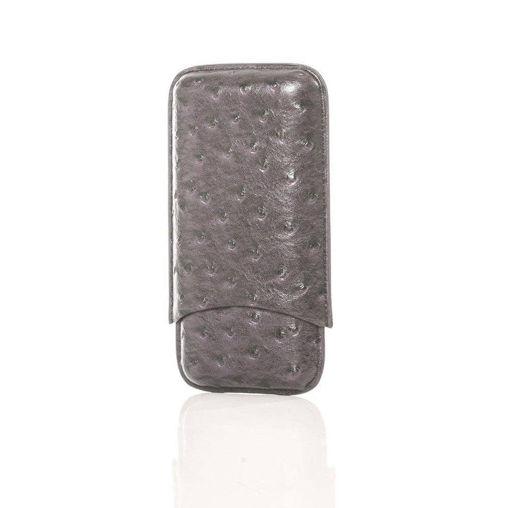 Brouk and Co. - Keep it Fresh Cigar Holder Triple In Ostrich Leather: Blue Ostrich-2311