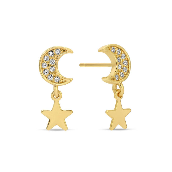 Splendid Iris - Moon & Star Studs on Velvet Gift Tag: Gold