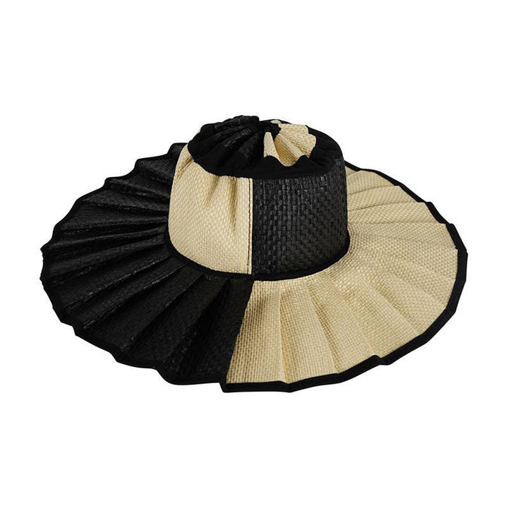 MKS America - Boho Checkered Straw Hat Foldable Beach Sun Hat: TGrass / M