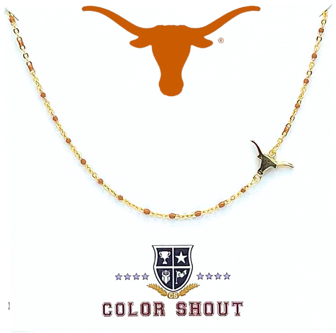 Color Shout - The College Logo Necklace: Side Set Logo on Enamel Bead Necklace: Georgia