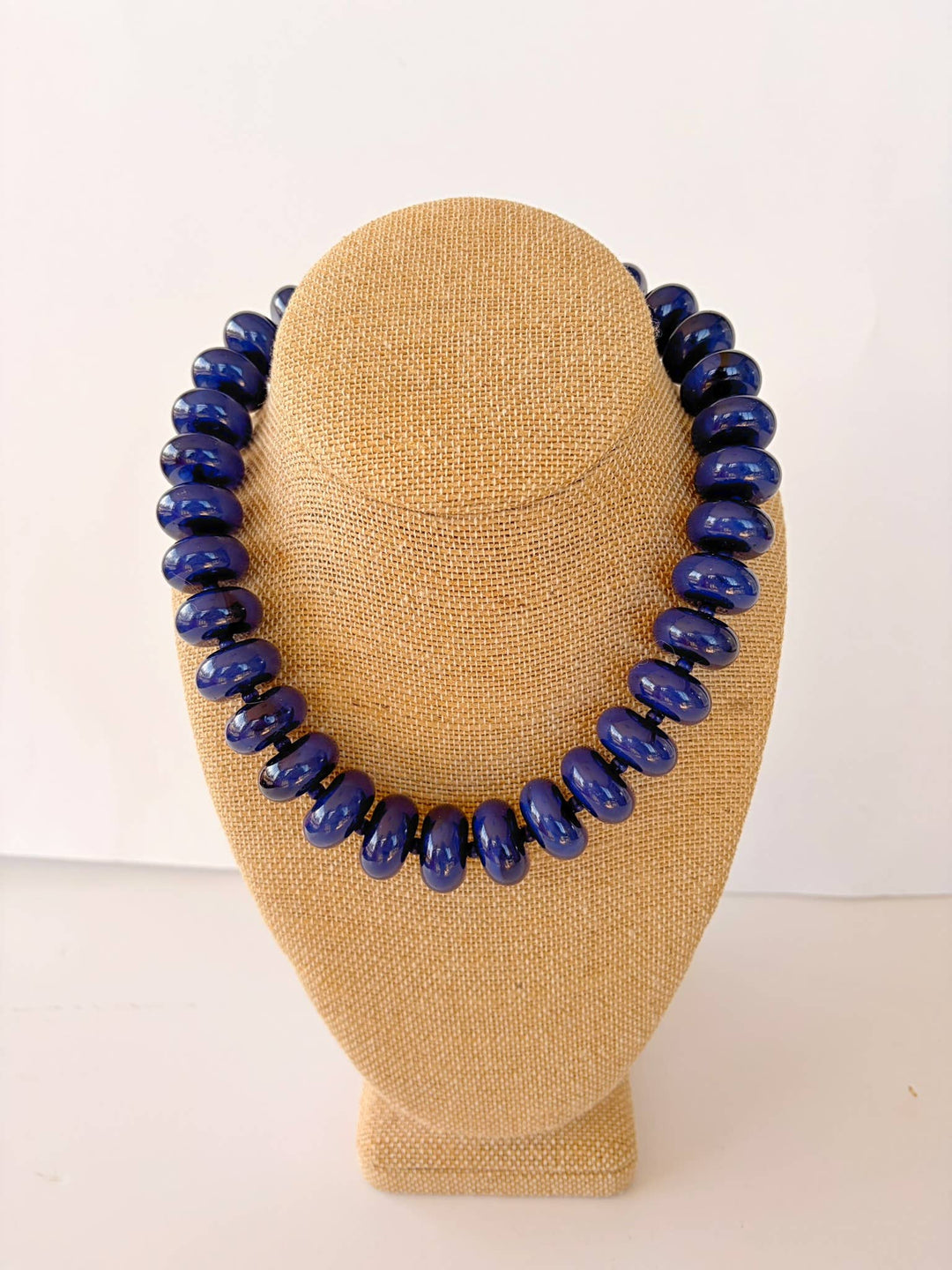 The Katie Kollective - The Rory — Navy Blue Large Rondelle Beaded Necklace 