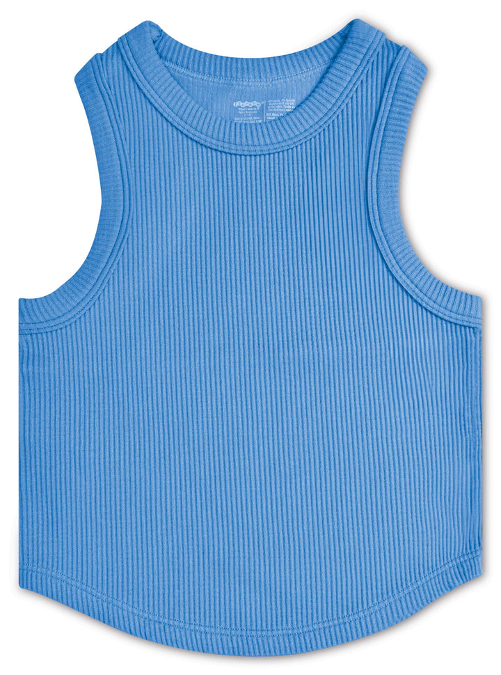 Iscream - BRIGHT BLUE CROPPED RIBBED RACERBACK TANK TOP (MED/LG)