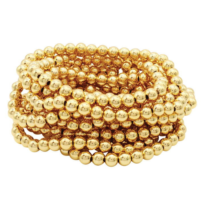 Splendid Iris - 6mm Beaded Bracelets: Gold