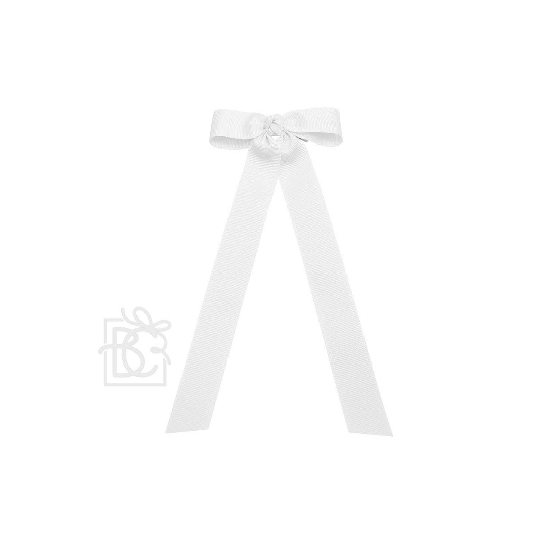 Beyond Creations, LLC - FLAT BOW W/ 7" STREAMERS ON ALLIGATOR CLIP: 3.5" W/ 7" Streamers / WHITE