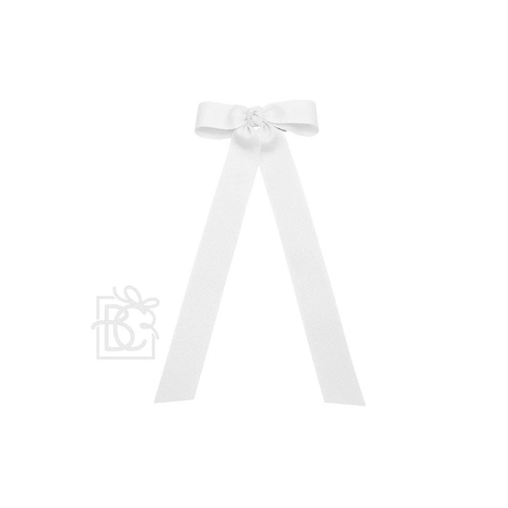 Beyond Creations, LLC - FLAT BOW W/ 7" STREAMERS ON ALLIGATOR CLIP: 3.5" W/ 7" Streamers / WHITE