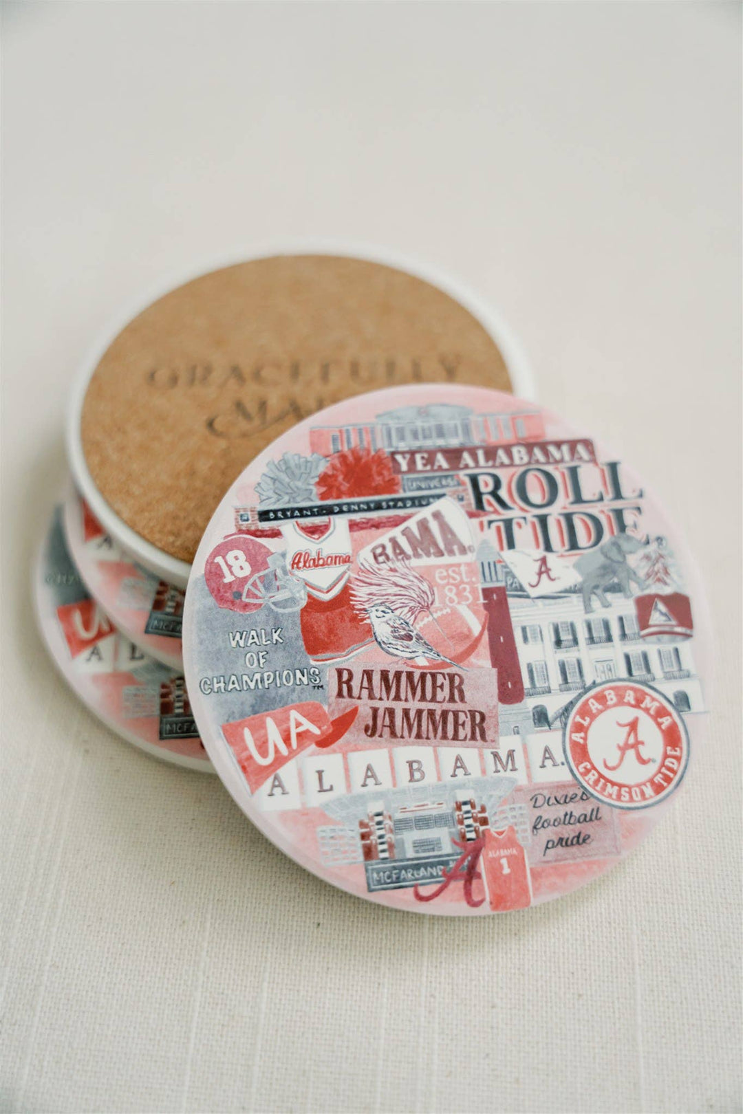 Gracefully Made Art - Ceramic University of Alabama Coaster