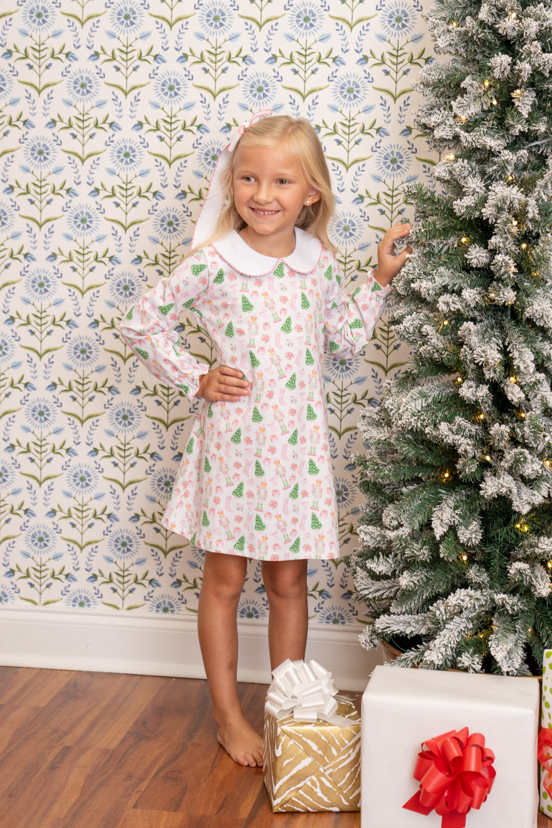 Presley Kait Preppy Christmas Long Sleeve Dress