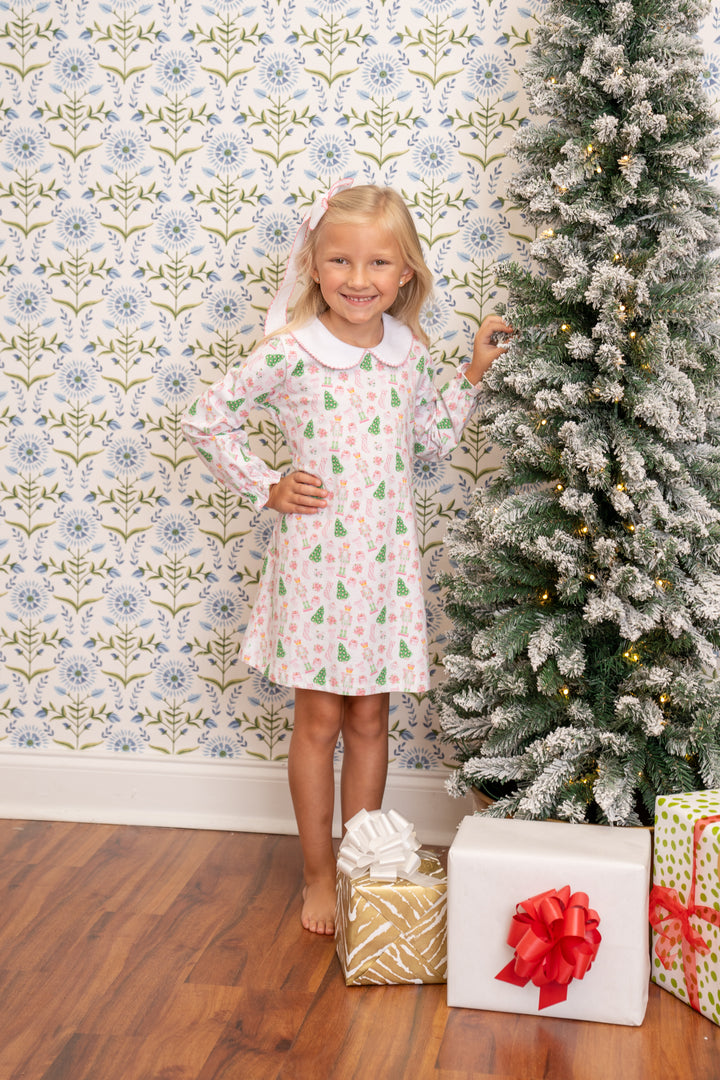 Presley Kait Preppy Christmas Long Sleeve Dress