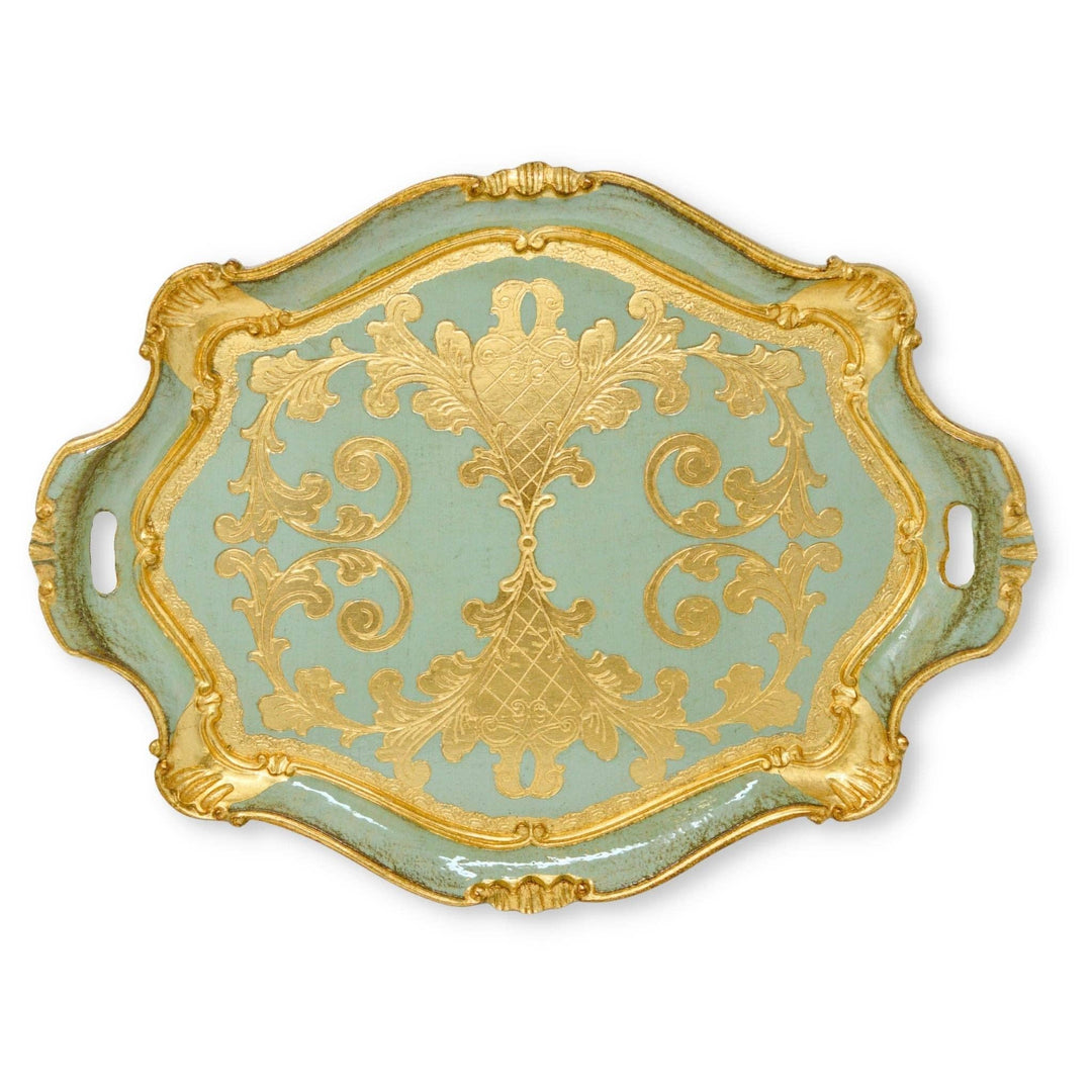 Via Graceffo - Florentine Carved Gilded Wood Tray, Large with Handles