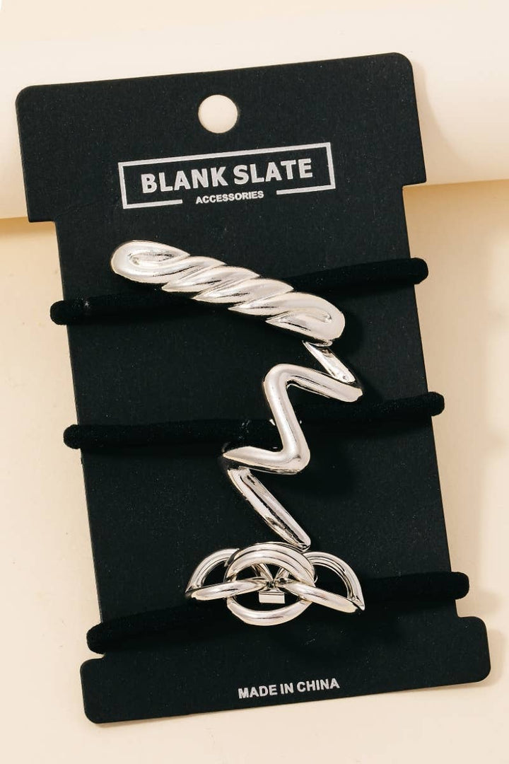 Anarchy Street - Mixed 3Pc Metallic Charms Hair Tie Set: G