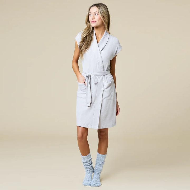 Softies Rib Dream 35" Cap Sleeve Robe - Grey