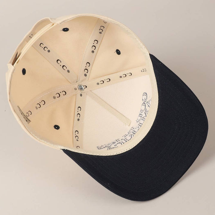 Fashion City - God Bless America Embroidered Two-Tone Canvas Cap: LT PINK / ONE SIZE