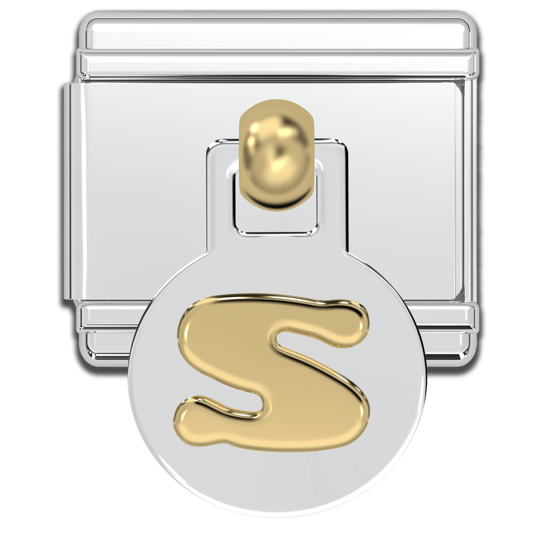 Natalia - Italian Charm Letters A-Z - 9mm Gold Dangle Bracelet Charms: S