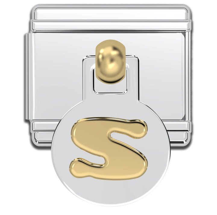 Natalia - Italian Charm Letters A-Z - 9mm Gold Dangle Bracelet Charms: S
