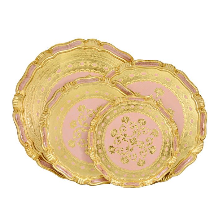 Via Graceffo - Florentine Carved Gilded Wood Circle Tray, Made in Italy: Large