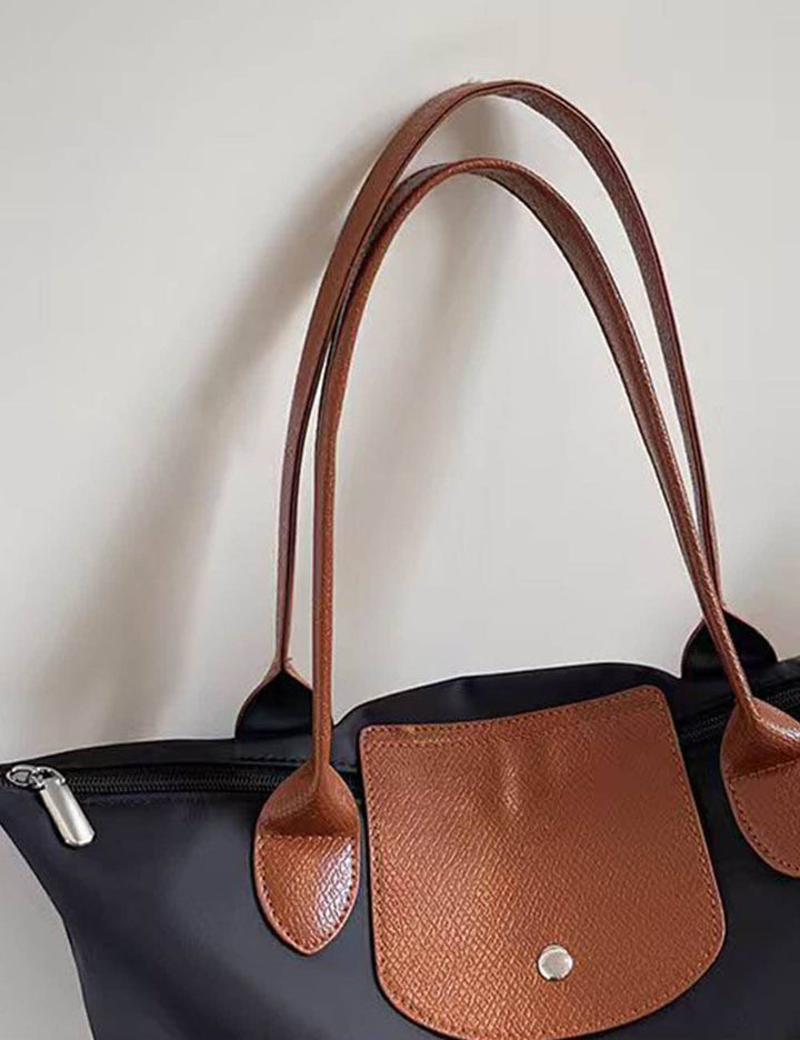 Sweetkama - Ladies Color Block Nylon Shoulder Tote Bag: Navy / OS