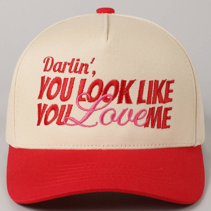 Fashion City - You Look Like You Love Me Embroidery Trucker Hat: Light Pink / ONE SIZE