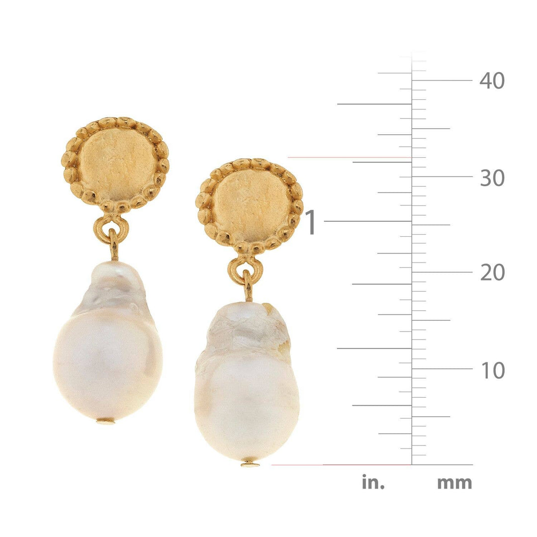 Susan Shaw - Genuine Large Baroque Freshwater Pearl Earrings
