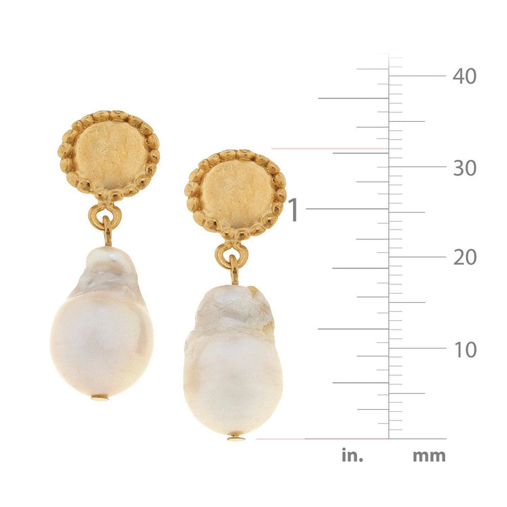 Susan Shaw - Genuine Large Baroque Freshwater Pearl Earrings