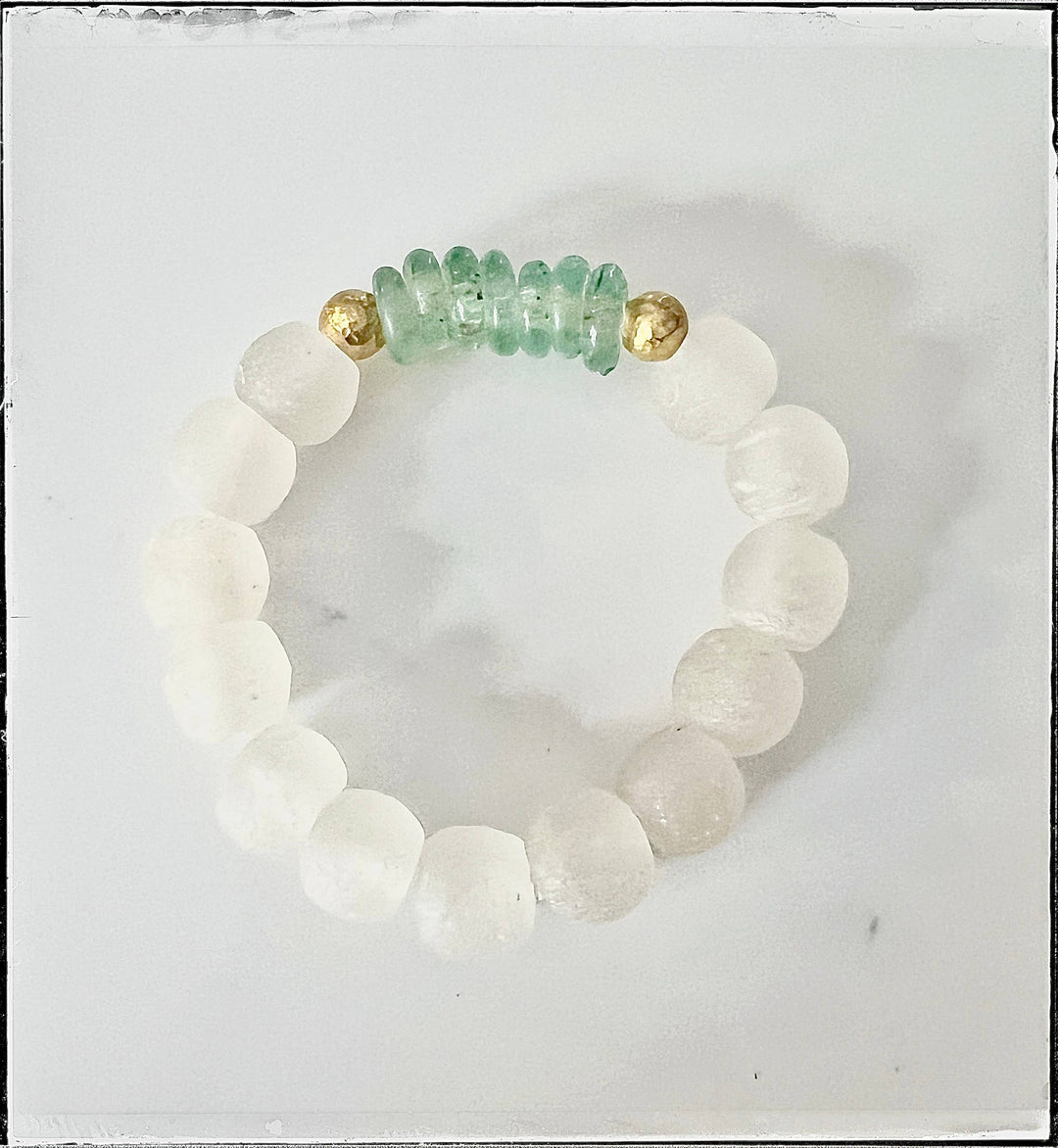 GentrybyJenna - Recycled Glass & Rondelle Bead Stretch Bracelet Stacking: 7”