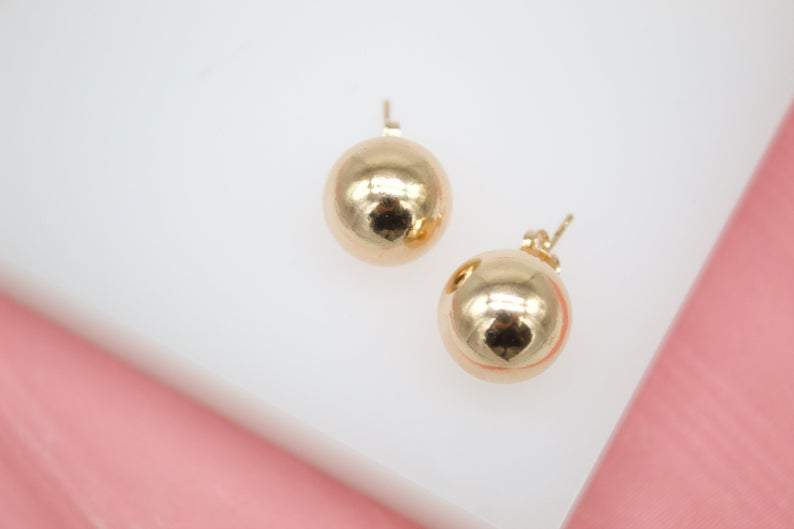 MIA Jewelry - 18K Gold Filled Large Ball Stud Earrings (L141)(L150): Gold