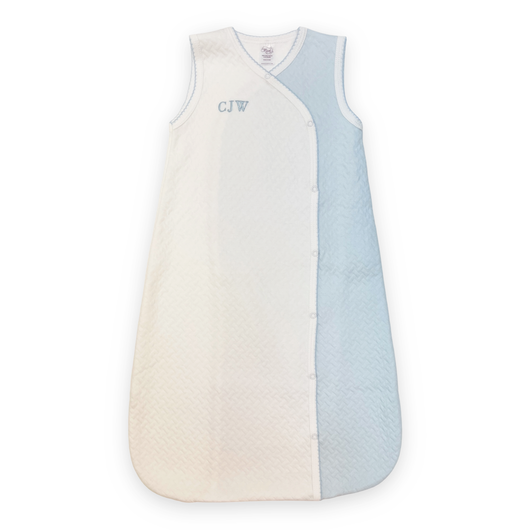 MARCELA - Pima Cotton Sleep Sack w/ Zipper: White with Pink / 0-6 Months