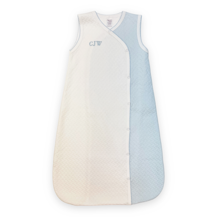 MARCELA - Pima Cotton Sleep Sack w/ Zipper: White with Pink / 0-6 Months