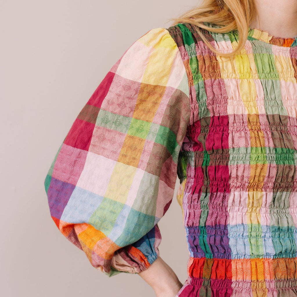 Sunshine Tienda - Harbor Plaid Hali Top: L