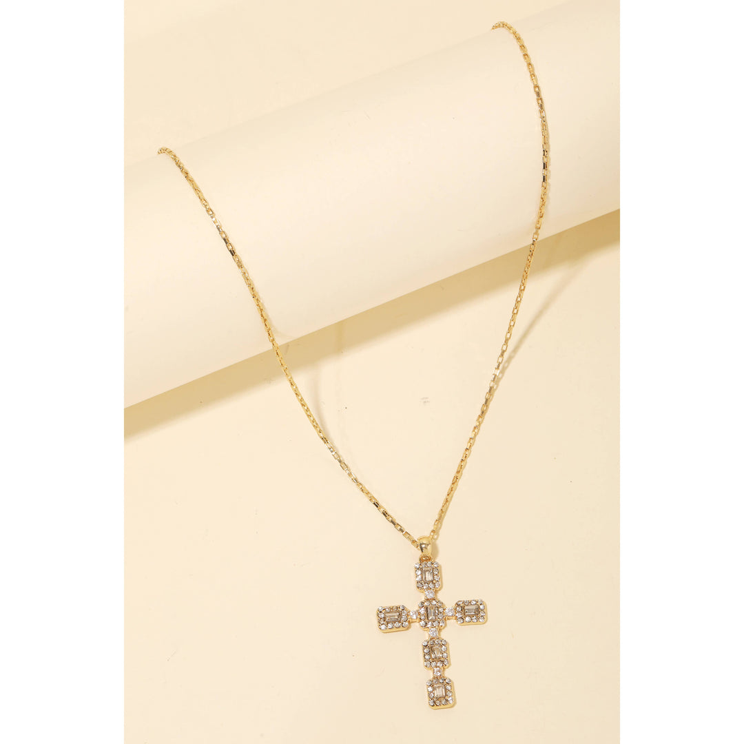 Anarchy Street - Studded Cross Pendant Chain Necklace: EME