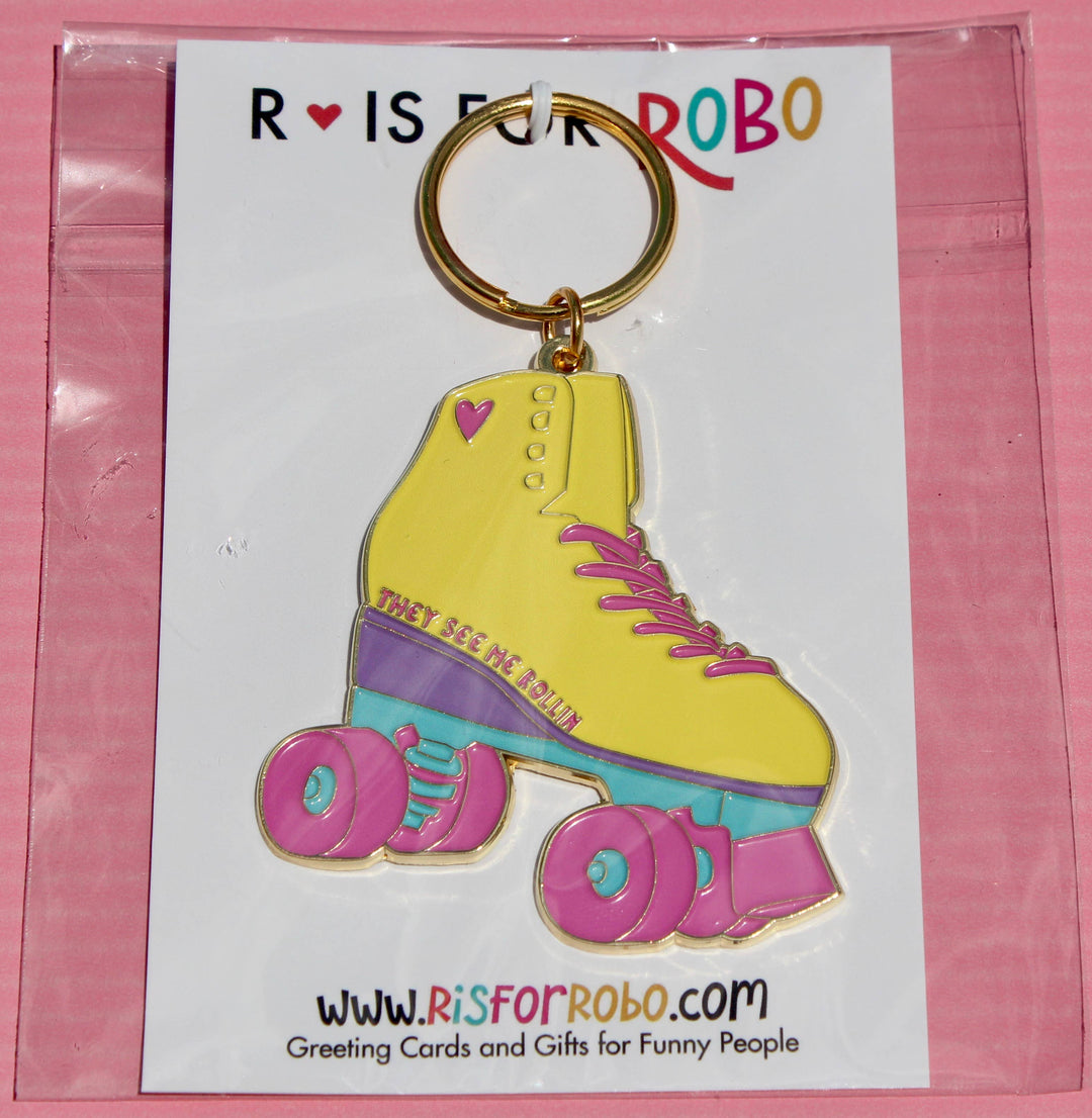 R is for Robo - Roller Skate Keychains for Women Retro 90s Nostalgia Gifts