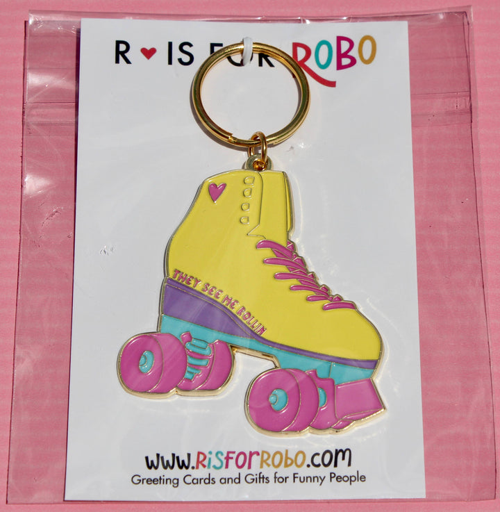 R is for Robo - Roller Skate Keychains for Women Retro 90s Nostalgia Gifts