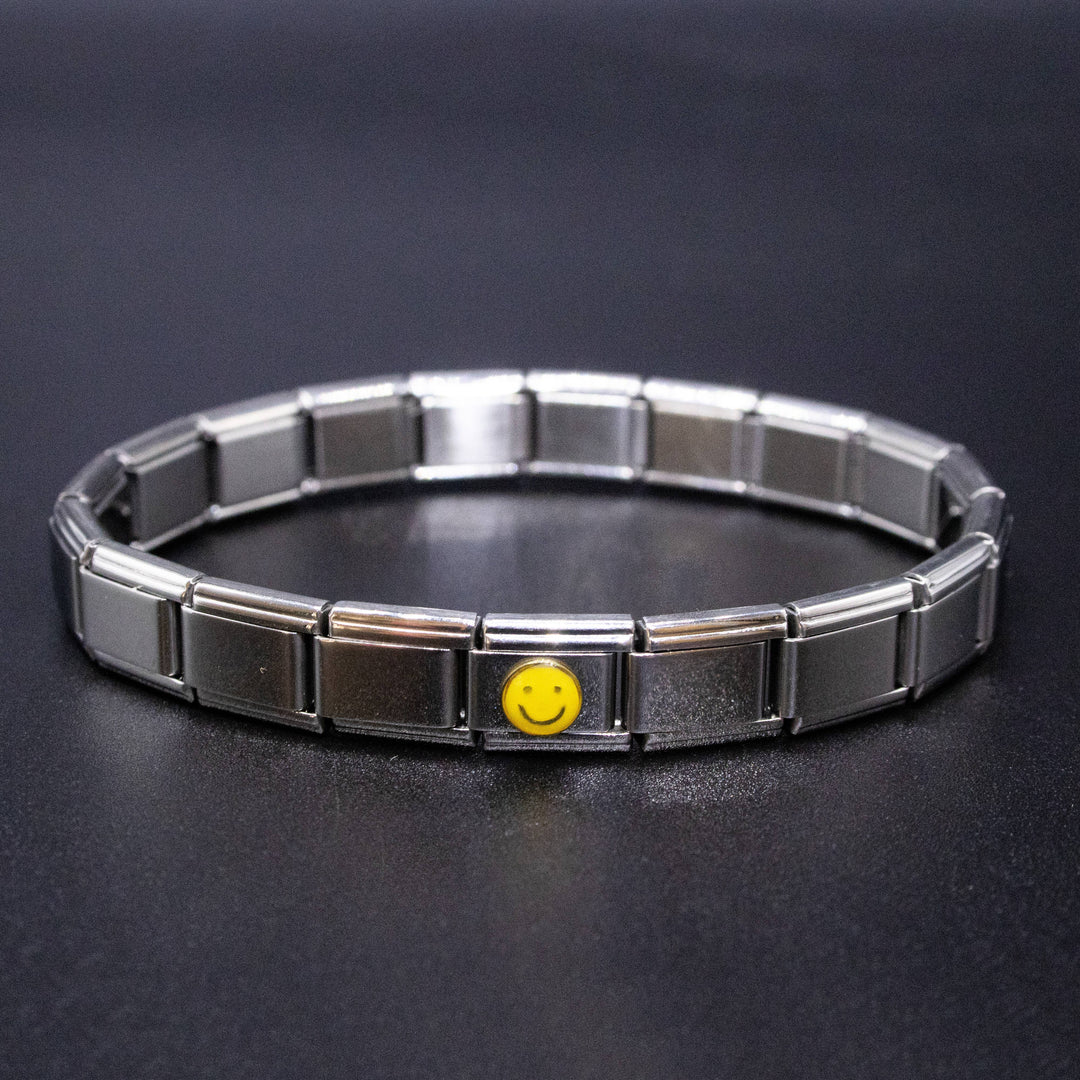 Natalia - Italian Charm Bracelet Charms - 9mm Emoji Smiley Face Links