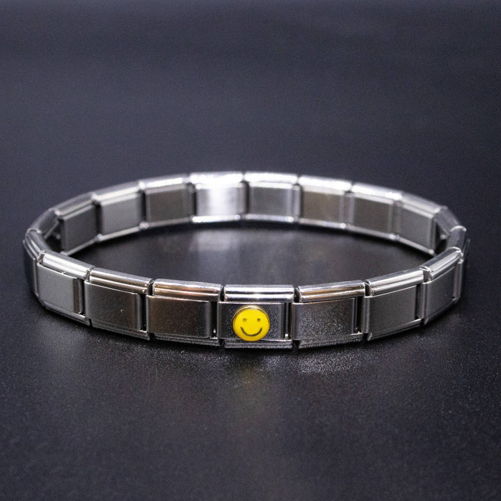 Natalia - Italian Charm Bracelet Charms - 9mm Emoji Smiley Face Links