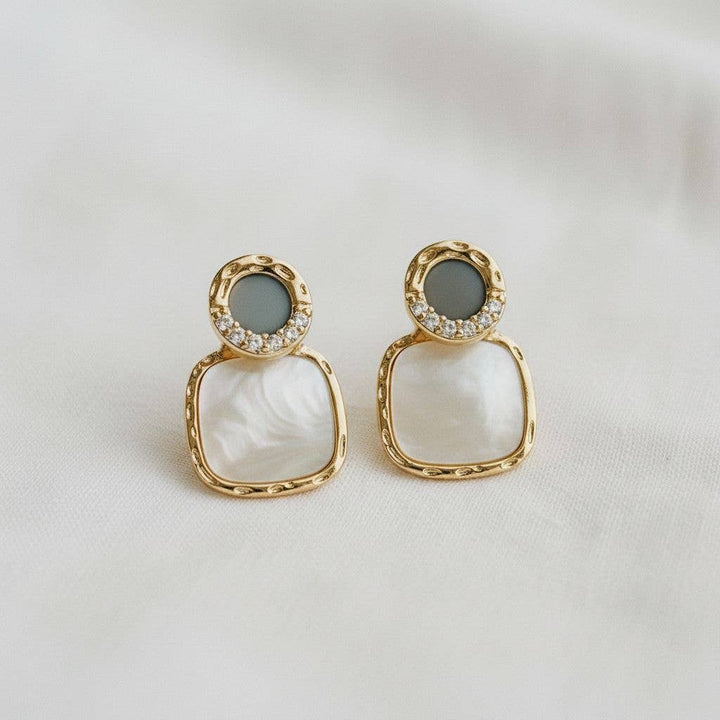 Ellemadera - Geometric Square Shell Stud Earrings
