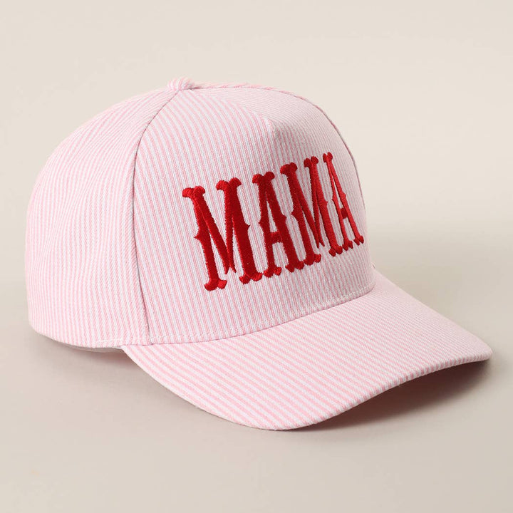 Fashion City - MAMA Embroidered Striped Trucker Hat : BLUE/BLUE